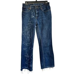Vintage Jordache Custom Art to Wear Jeans Denim Blue Straight Leg Sz 5/6 Women's